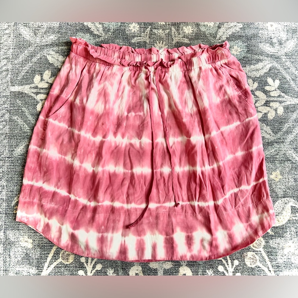 Cloth & Stone Pink White Tie Dye Dolphin Hem Drawstring Skirt
